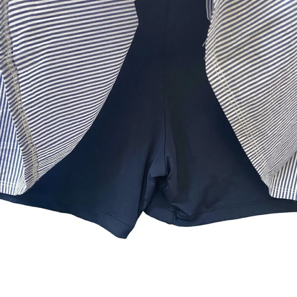 FILA Skort Tennis Skirt Large Preppy Blue Stripe Pickleball Sportswear Mini